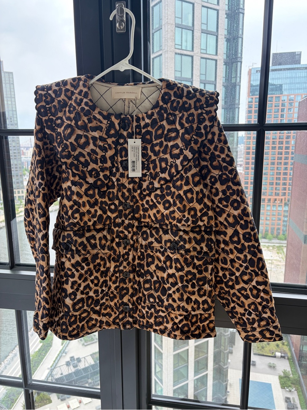 NWT Loeffler Randall James Watercolor Leopard Quilted Workwear Jacket XS